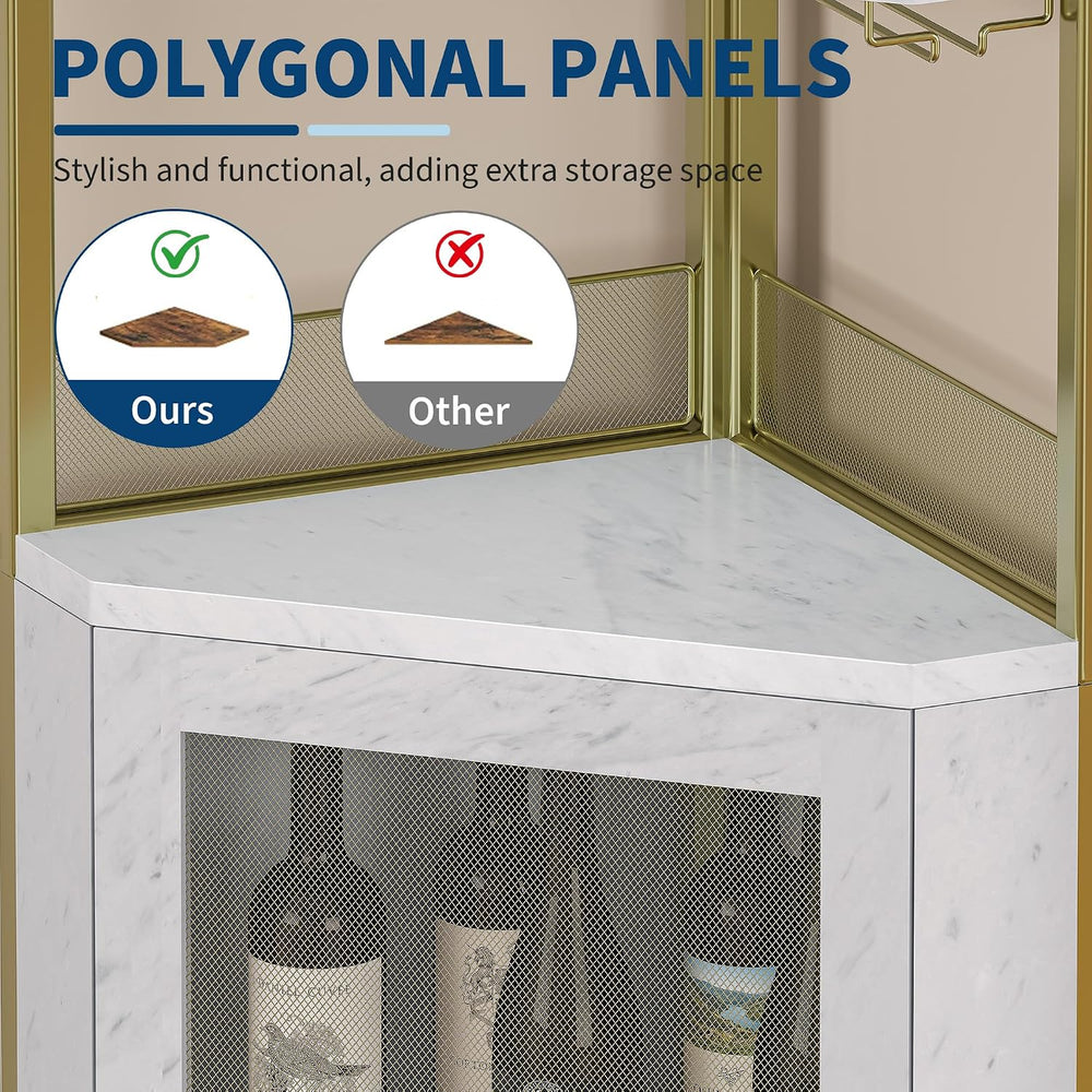 GarveeHome Corner Wine Cabinet with Detachable Wine Rack, 5-Tier Industrial C...