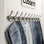 Dseap MaxStrong 2.0 Coat Rack Wall - 37” Long 10 Tri Hooks - Ultra Heavy-Duty Stainless Steel Wall Mount Coat Hanger, Hook Rail for Clothes Hats Jacket Towels Grey, Pack of 2