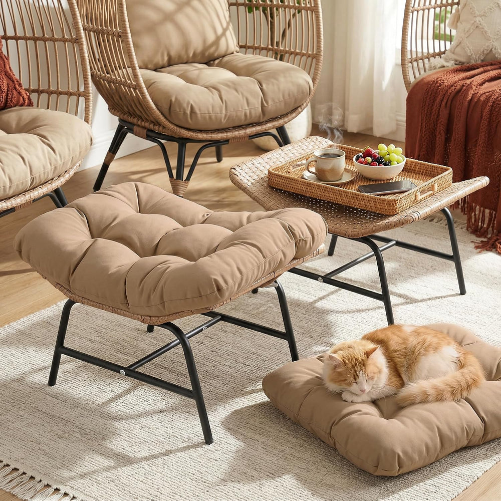 NICESOUL Indoor Outdoor Ottoman Set of 2, Large Wide Double Patio Footstool, ...