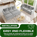 106.7" Sectional Sleeper Sofa with Pull Out Couch, Modern 7 Seat U Shaped Modular Couch, Sectionals Modular Sofa with Storage, Comfy Sectional Couches for Living Room & Apartment, Light Gray