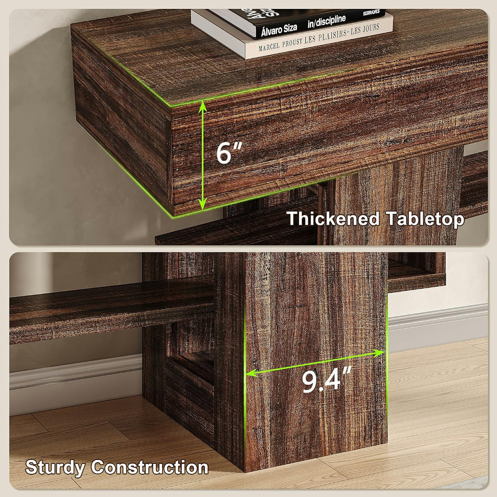 Feonase 63 Inches Long Console Table for Entryway, Wood Sofa Table Behind Cou...