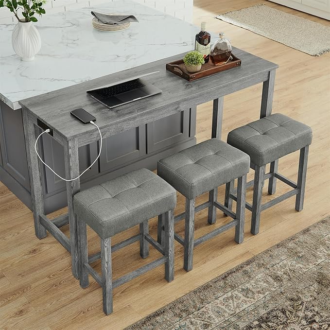 Ball & Cast 4 Piece Kitchen Dining Room Table and Chairs Set, Farmhouse W...