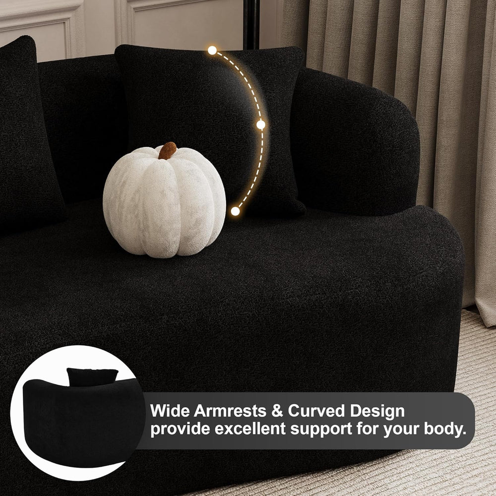 107" Curved Sofa for Living Room, Modern Chenille Cloud Couch Sofa, Luxu...