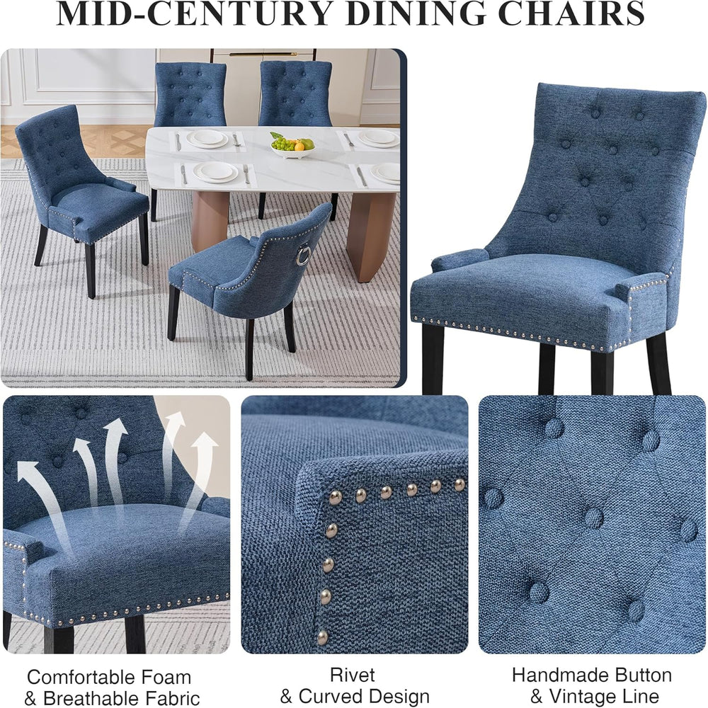 adochr Dining Chairs Set of 6, Upholstered Fabric Dining Room Chairs with Nai...
