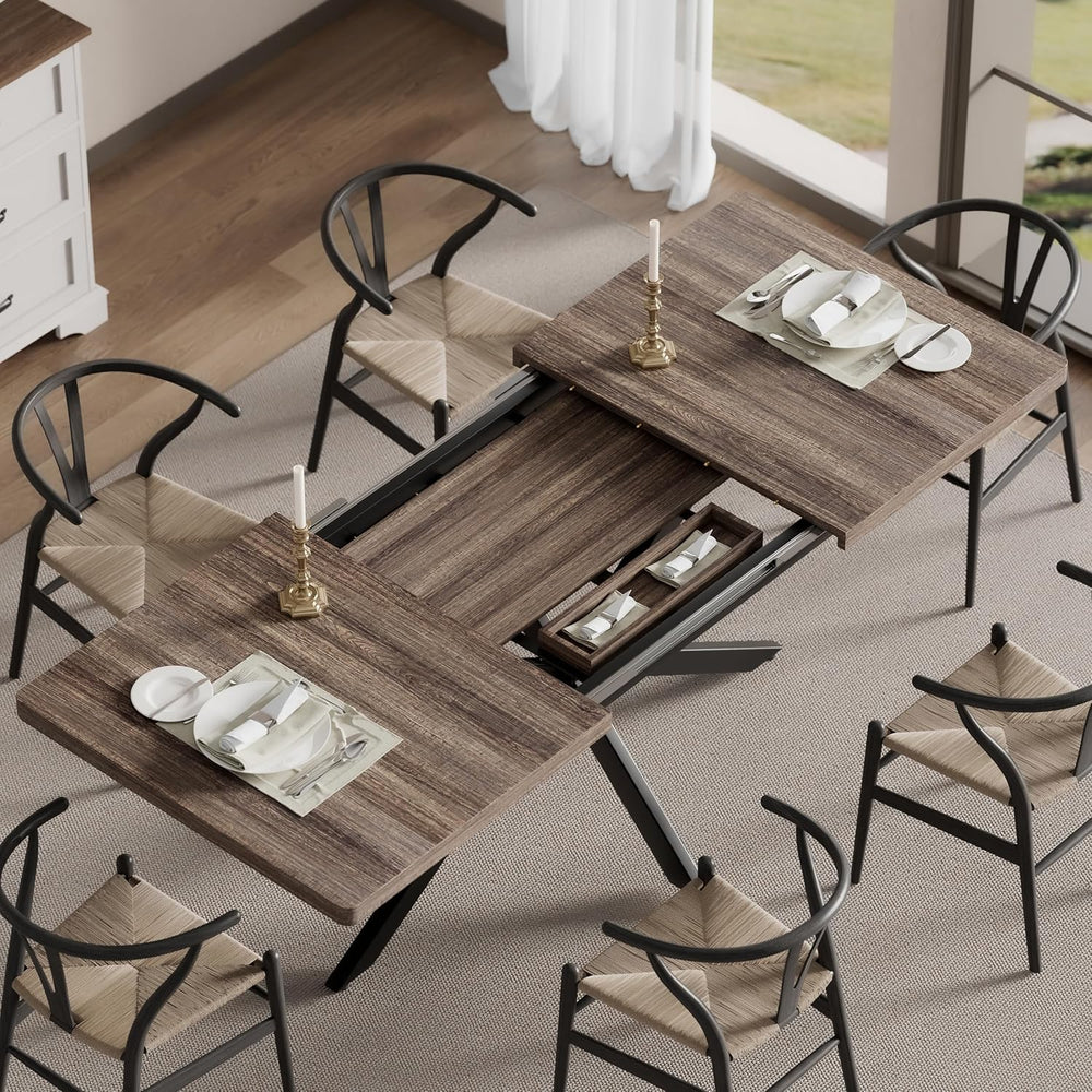 Extendable Dining Room Table for 4 6 8, 55"-70.9" Kitchen Table Rec...