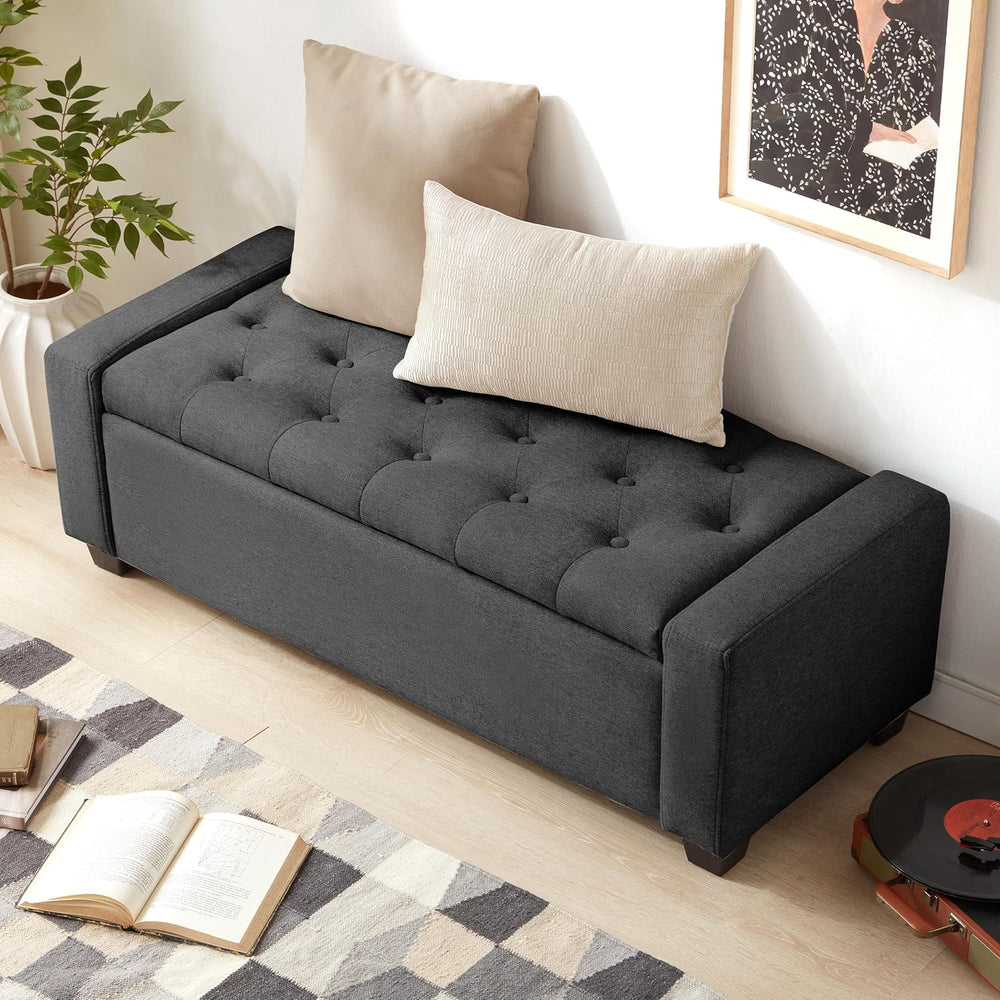 Huatean Home 48" Ottoman with Storage, Dark Gray Storage Ottoman Bench |...