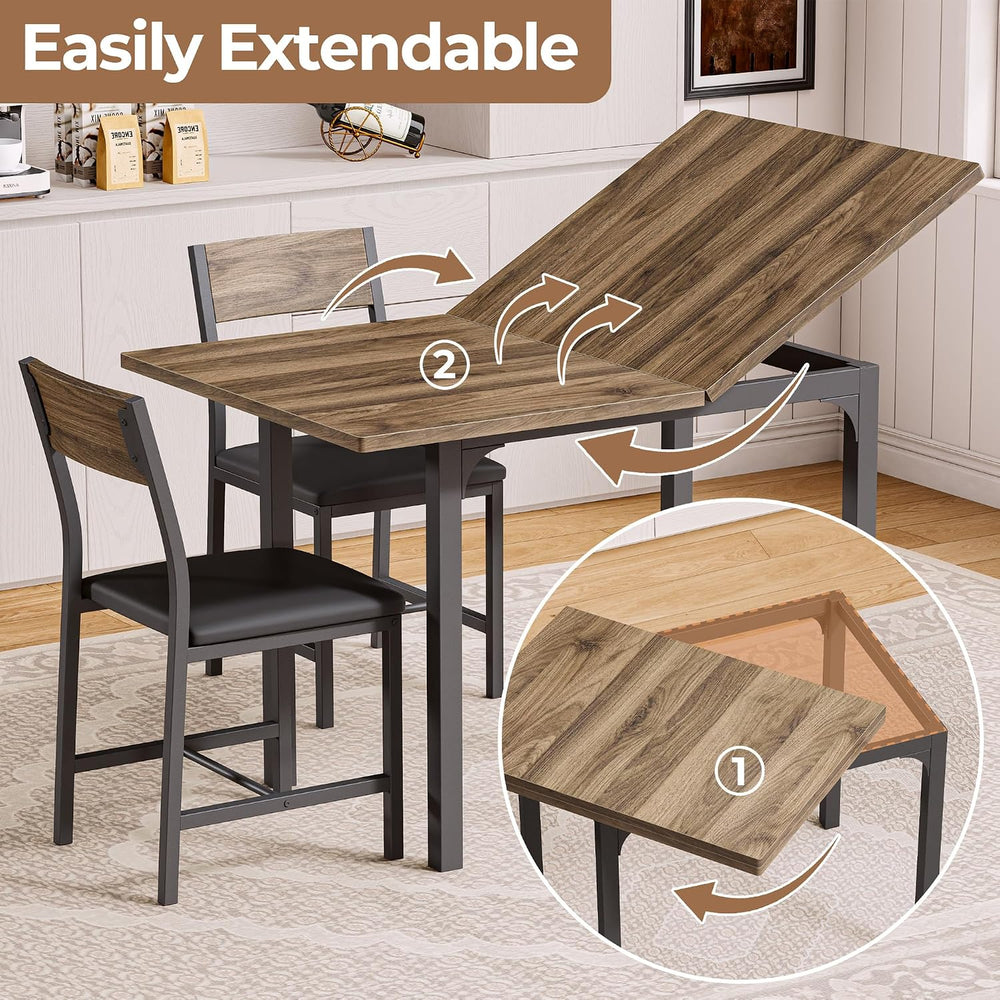 IRONCK Dining Table Set for 4, Extendable Kitchen Table Chairs Set of 4 | Din...