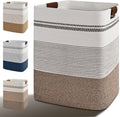 Laundry Hamper, 85L Tall Laundry Basket with Leather Handles, Rectangle Large Clothes Hamper for Organizing, Cotton Woven Laundry Baskets Storage Hampers for Bedroom, Nursery, Living Room