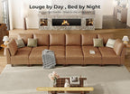 SITJOY 172" Faux Leather Modular Sectional Sofa with Storage, Mid Century Modern Sectional Couches for Living Room, Soft Padded Armrests, Oversized 12 Seat Sofa Bed with Chaise, Brown
