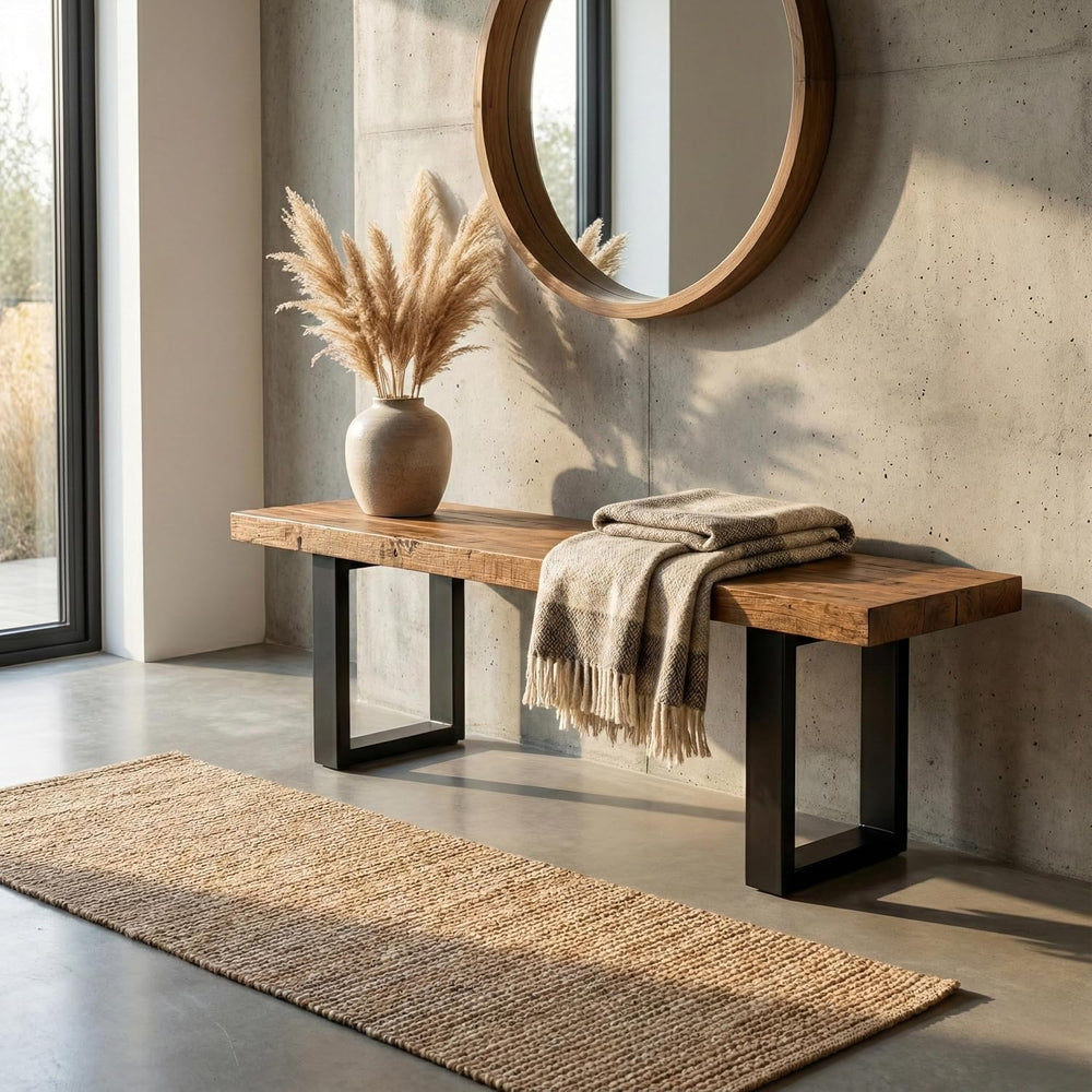 Fab Habitat Aurora 3-Seater Bench - 63" L Large Rustic Industrial Mango ...