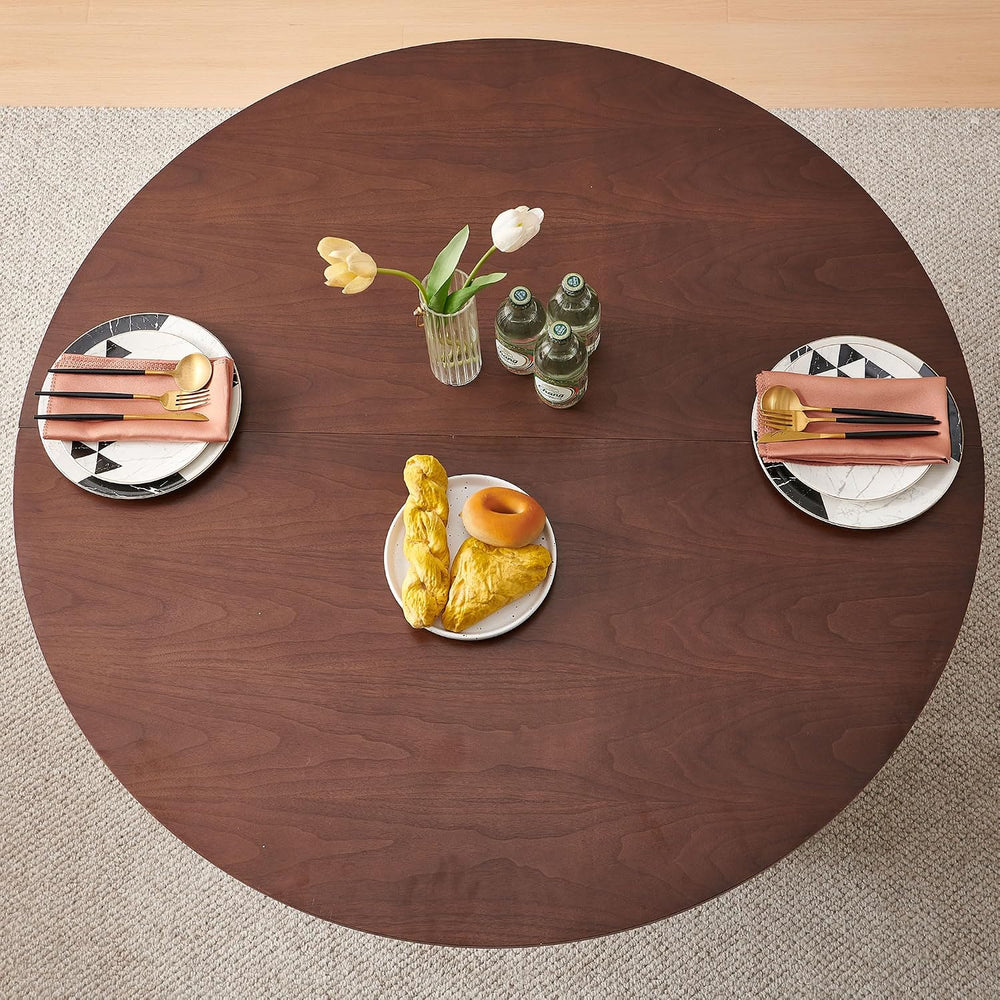 Homedot 47" Round Kitchen Dining Table Walnut for 4 with Veneer Tabletop...