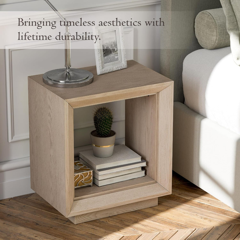 COZAYH Farmhouse End Table, Open Cube Accent Table with Geometric Frame, Mode...