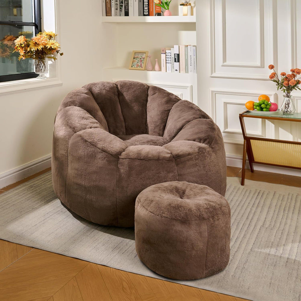 Bean Bag Chair, Bean Bag Chair with Ottoman, Stuffed Bean Bag Chairs with Fil...