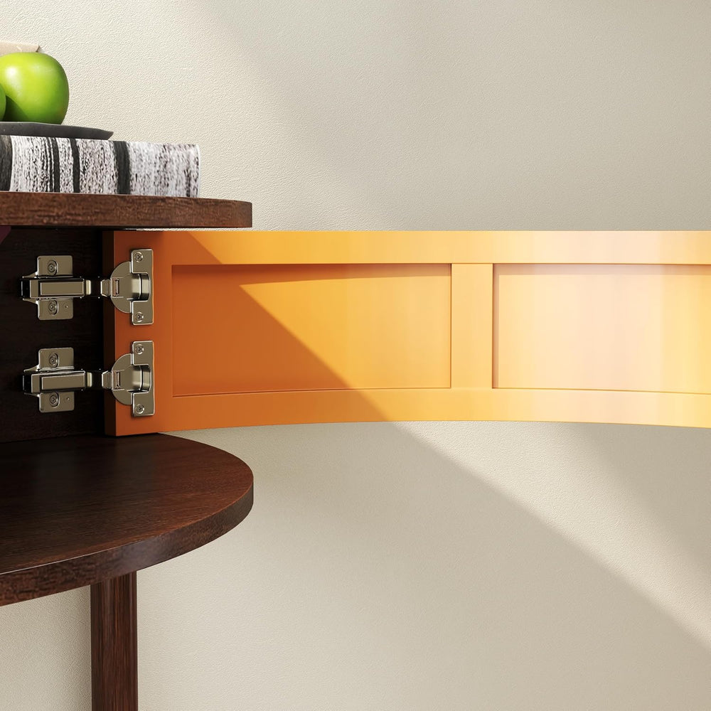 Knocbel Half Moon Console Table with Wave-Pattern Door, Semi-Circle Sofa End ...