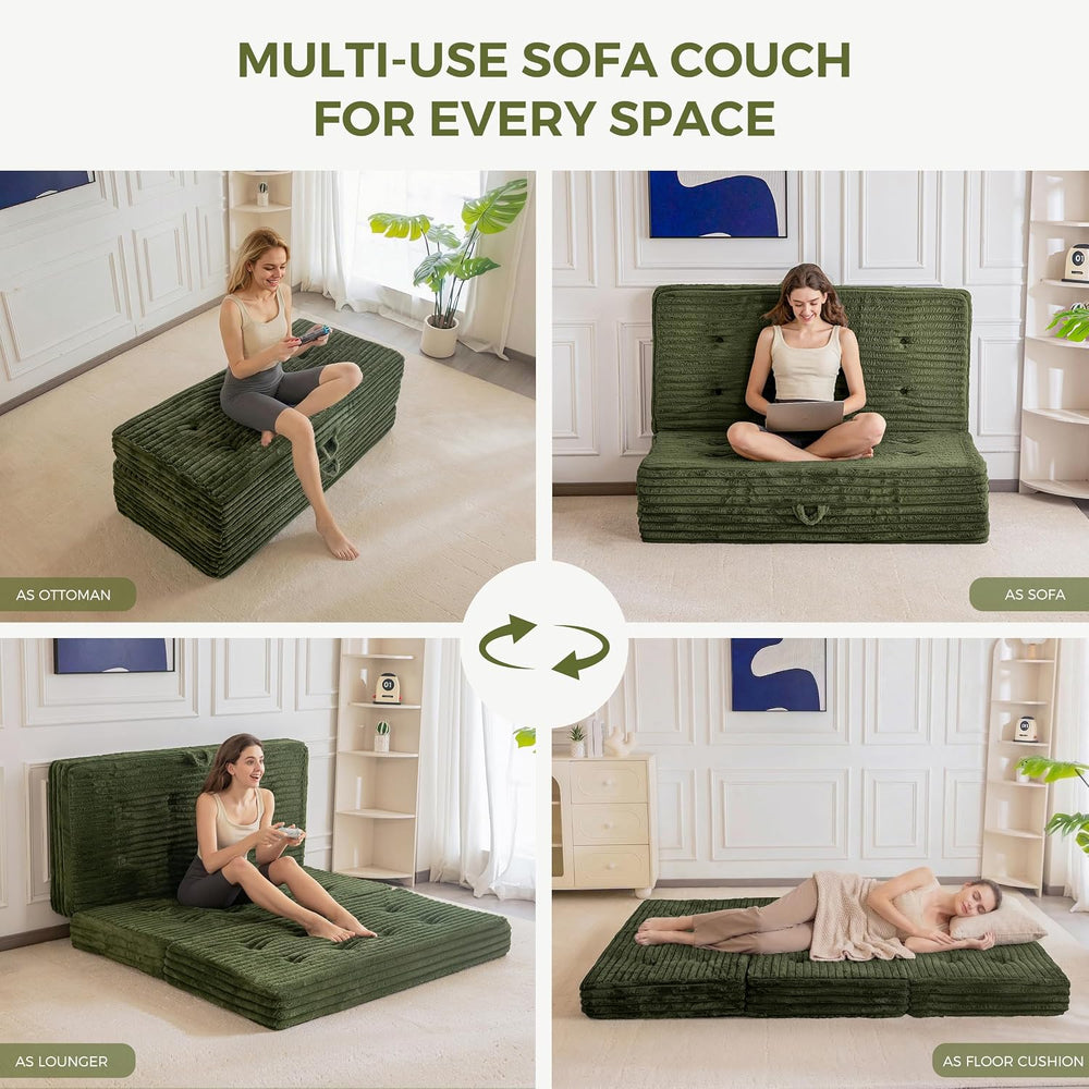 MAXYOYO Floor Sofa Couch, 6 Inch Tri-Fold Floor Sofa Bed, Folding Mattress wi...
