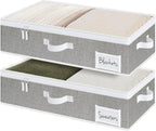 StorageWorks Under Bed Storage Containers with Handles and Label Holder, 2 Pack Ultra-thick Fabric Underbed Bins, Closet Organizer for Clothes, Blankets, Sweater