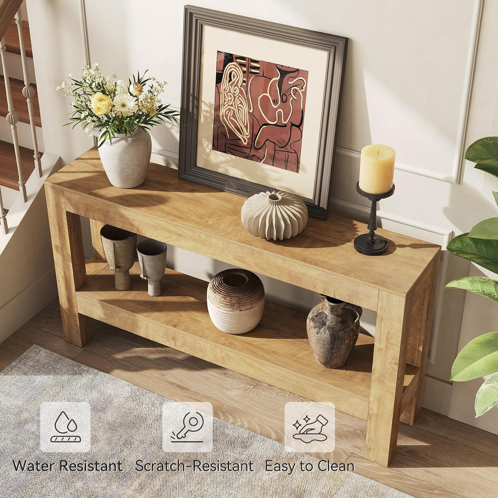 LITTLE TREE 63-Inch Long Console Table for Living Room, Farmhouse Wood Entryw...
