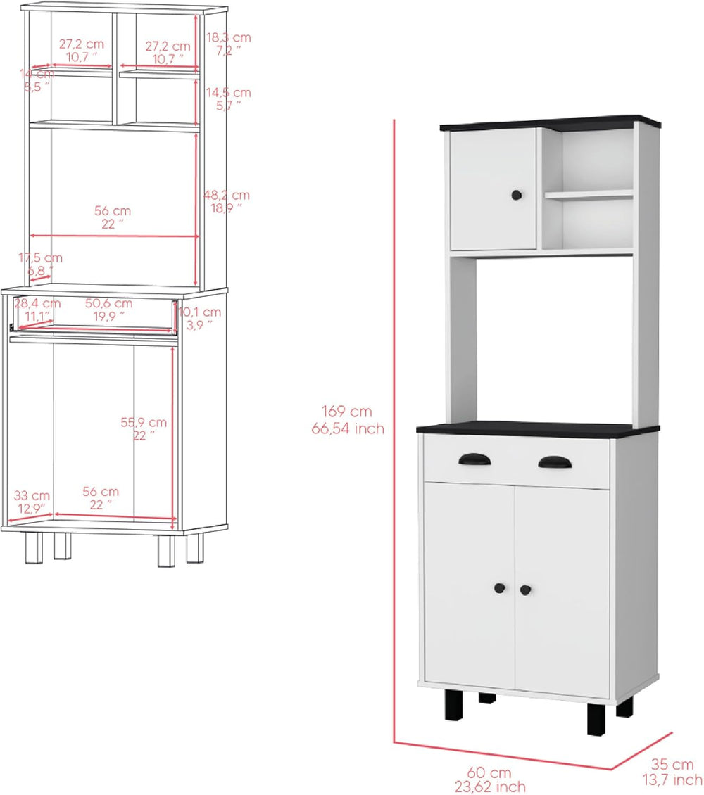 Kitchen Pantry Naomi, Kitchen, White/Black