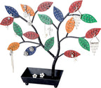 MyGift Jewelry Tree w/Bird Nest 48 pair Earrings Holder, Bracelets/Necklace Organizer Stand (Multicolored Metal)