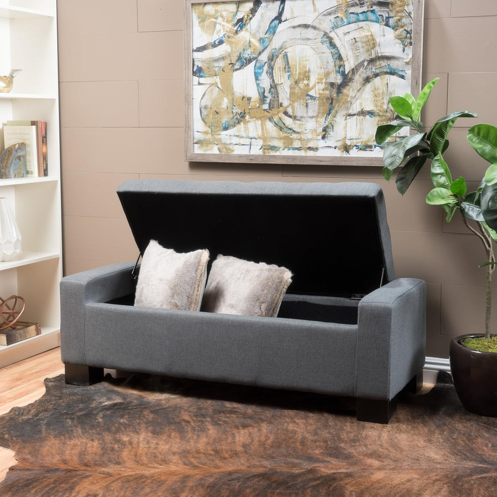 Christopher Knight Home Guernsey Fabric Storage Ottoman, Charcoal 20x50.25x16...