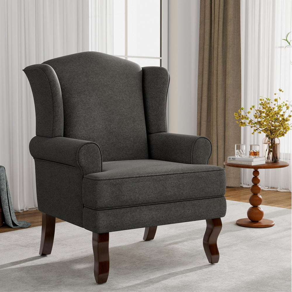 Lumibee High Back Accent Chair, Comfy Armchair with Solid Wood Legs for Livin...