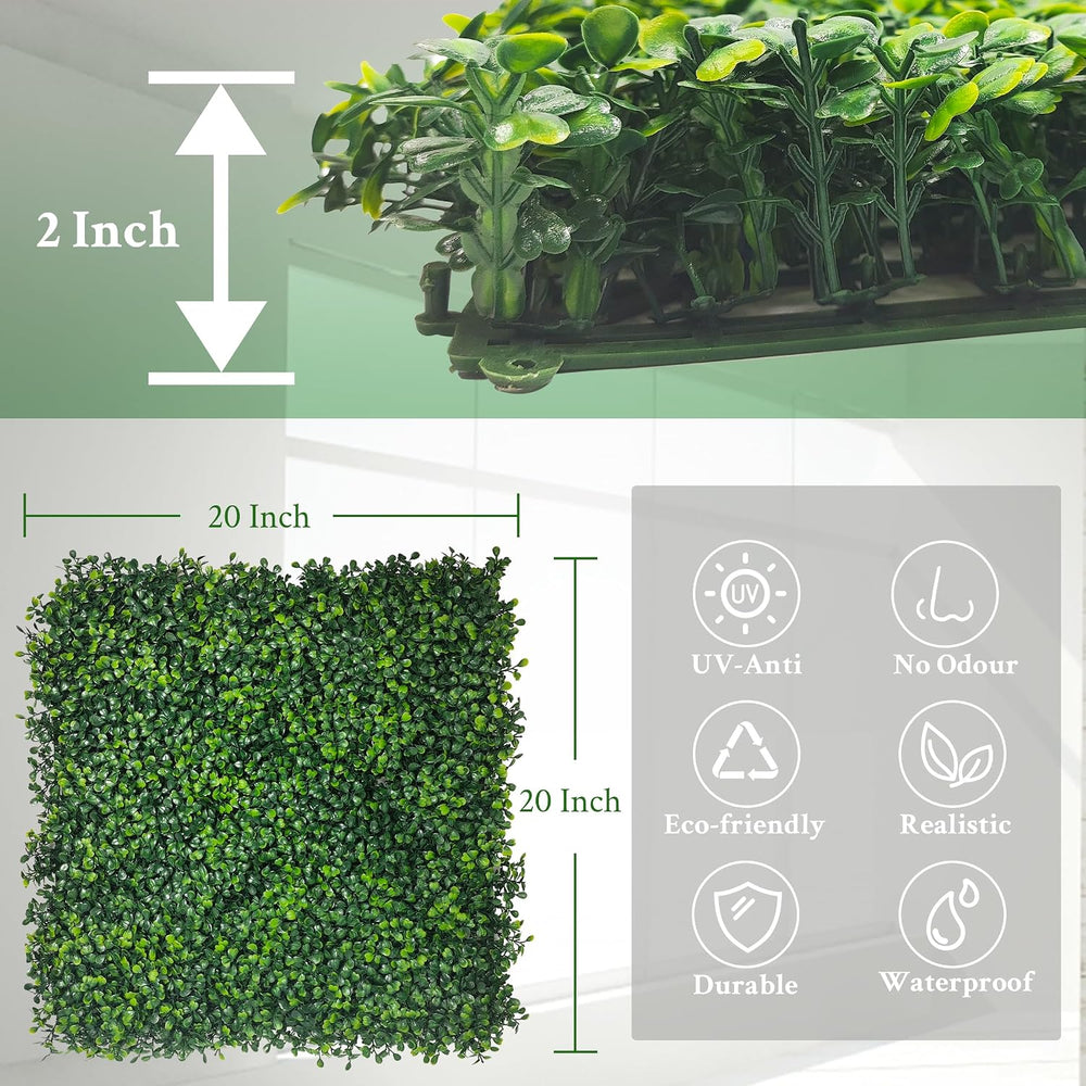 20"x 20"(8P), UV-Protected Artificial Boxwood Panels, 4-Layer Leaf