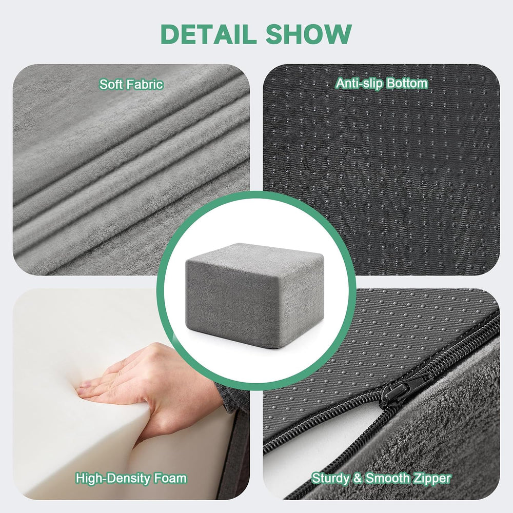 23.6'' Square Pouf Ottoman Foot Rest with High-Rebound Solid One-Piec...