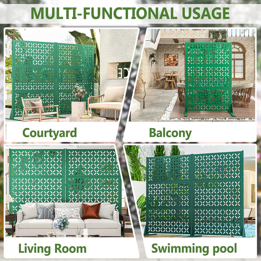 Metal Privacy Screen for Outside, 72" H×45" W Freestanding Outdoor ...