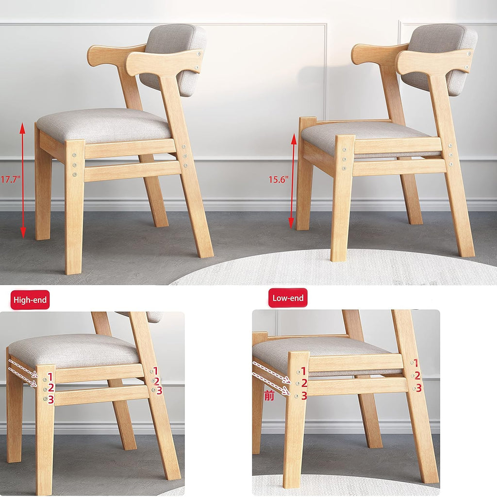Kids Study Chair Rubber Wood Height Adjustable Dining/Office/Leisure Chair（Nature）