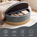Homebeez 43.3" Half Moon Ottoman, Velvet Tufted Upholstered Footstool, with Nailhead Trim & Bullion Fringe, Decorative Accent Seating for Living Room, Bedroom, Entryway, Vanity, Vintage Furniture