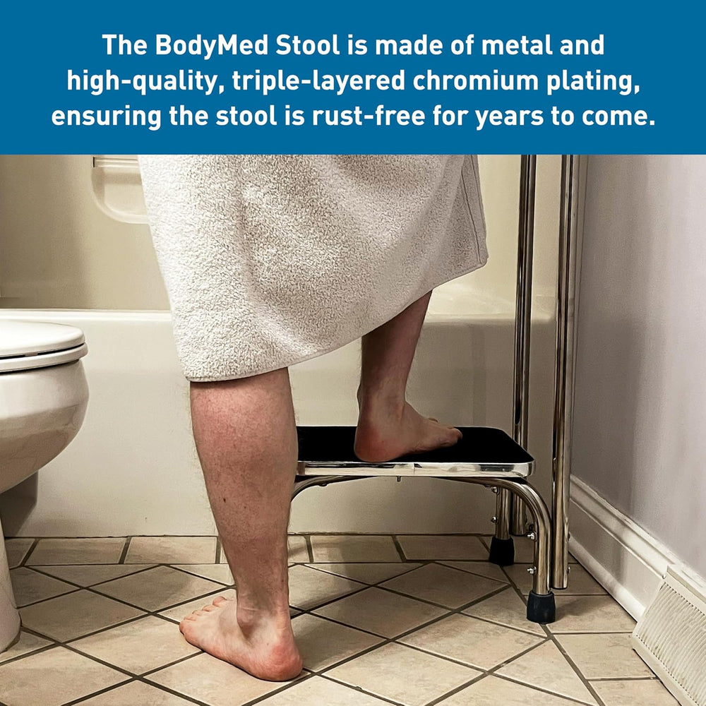 BodyMed Heavy-Duty Foot Step Stool with Handle and Non-Slip Rubber Platform f...