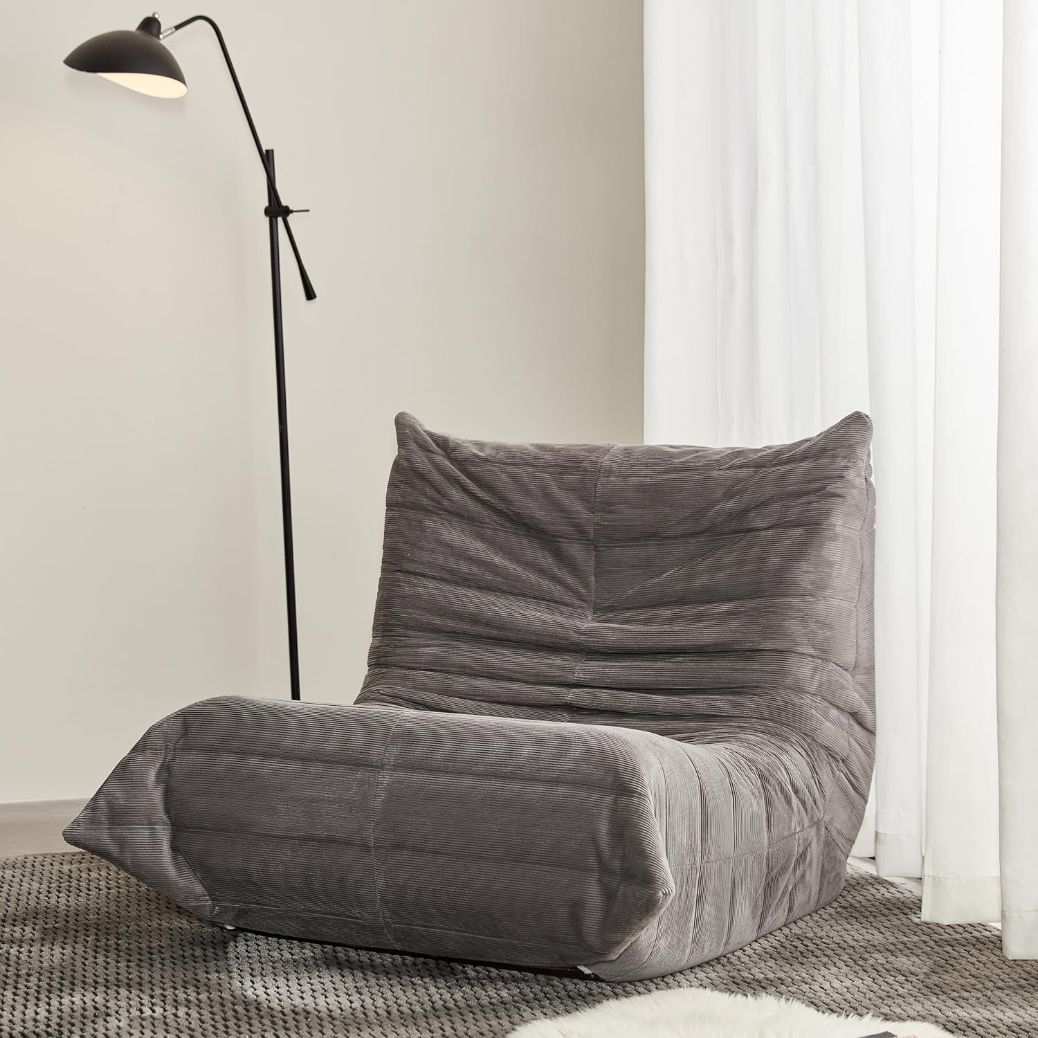 Bean Bag Chair for Adults,Bean Bag Chairs with High Density Comfortable Memory Foam,Giant Lazy Sofo Fireside Bean Bag Chair, for Living Room, Bedroom, Reading & TV (Grey)