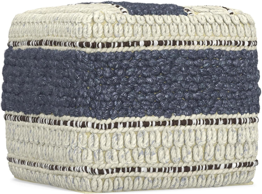 SIMPLIHOME Grady 18" Wide Square Pouf in Blue/Natural Wool and Cotton | ...