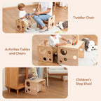 Montessori Weaning Table and Chair Set, Adjustable Toddler Furniture to 1-3 | Solid Wood Material, Multi-Scene Use, Ideal for Learning, Eating and Drawing, Safe Activity Furniture for Baby Boys and Girls