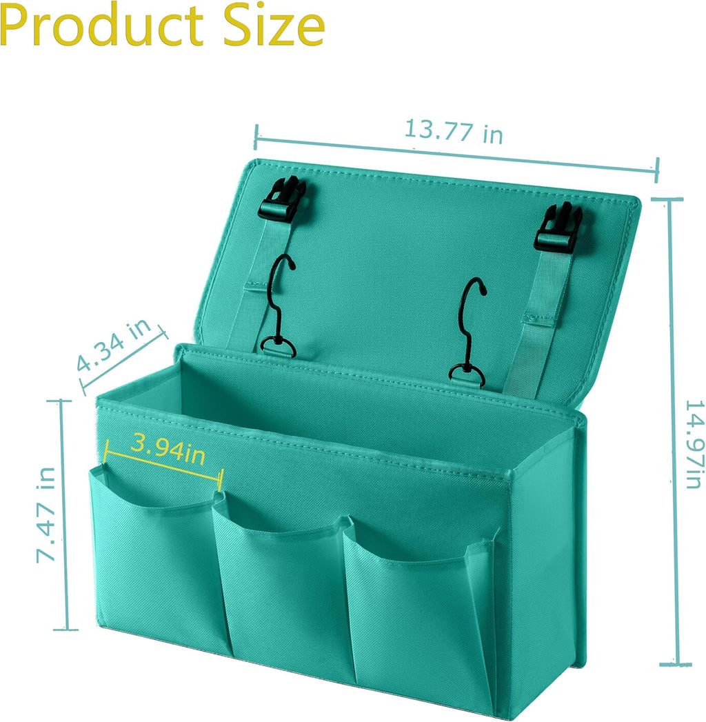 Bedside Caddy Bedside Storage Organizer,Bed Caddy With Thickened Material Suitable for Homes, Dormitories, Hospitals, Cribs, RVs，Great for Magazines,Books,Remote, Phone (Green)