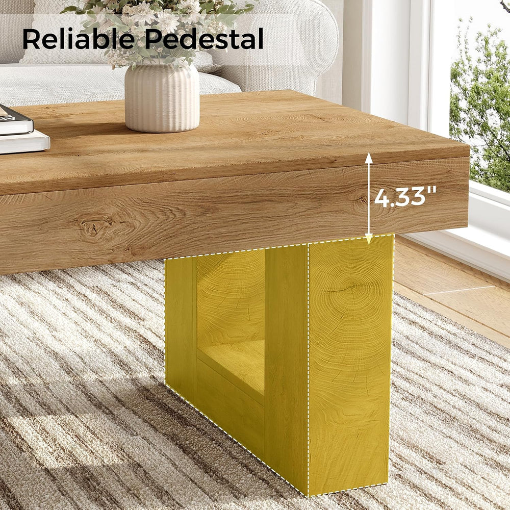 Rectangular Coffee Table, Heavy Duty Center Tables with Annual Ring Pattern, ...