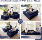 MAXYOYO 104" L Shaped Modular Sectional Sofa with Ottoman, Tufted Boneless Couch with Layered Cushion, Upholstered Flexible Module Combination Sofa for Living Room, No Assembly, Navy