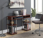 Convenience Concepts Designs2Go No Tools Desk Home Office Desk with Shelves, Corner Shelf Vanity Desk Computer Desk Nail Table for Nail Tech - 47.25" L x 15.75" W x 30" H, Cherry