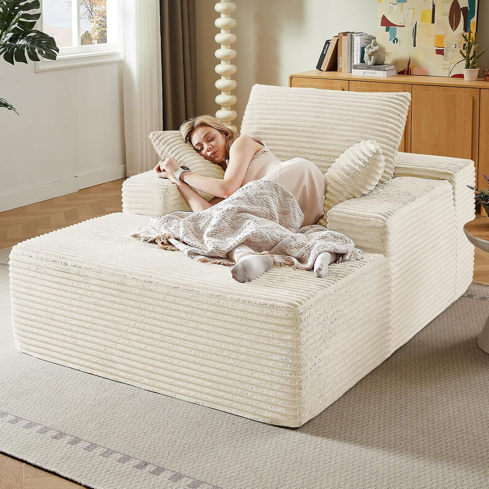 LUCKHAO 50" Oversized Chaise Lounge Chair Indoor,Corduroy Reading Chair ...