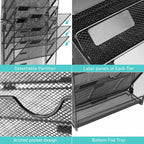 GALASALA Wall File Organizer, 10 Pockets Mesh Hanging File Organizer, Wall Mount File Holder With Hooks, Wall Organizer Magazine Rack for Office Supplies, Black