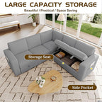 83.5" Sectional Sleeper Sofa with Pull Out Couch, Modern 5 Seat L Shaped Modular Couch, Sectionals Modular Sofa with Storage, Comfy Corduroy Couches Sectional for Living Room & Apartment, Gray
