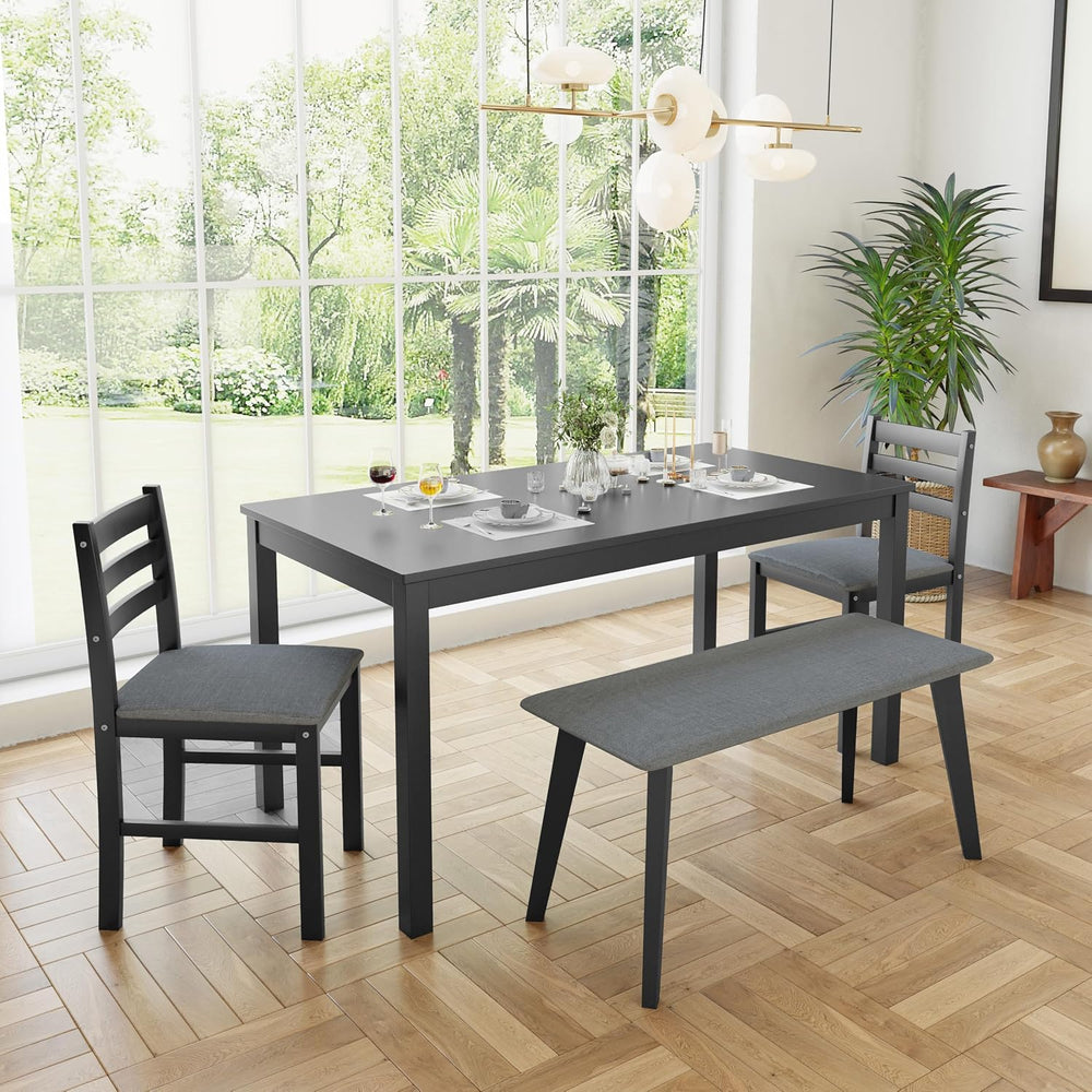 Dining Table Set for 4, Solid Wood Kitchen Table Chairs Set of 4, 43.3” Space...