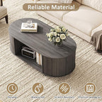 Coffee Table and TV Stand Set of 2,76.4'' Modern TV Console,Entertainment Center with 3 Drawers,Modern Oval Coffee Table with Storage, Wood Center Tables for Living Room, Bedroom, Home Office, Grey