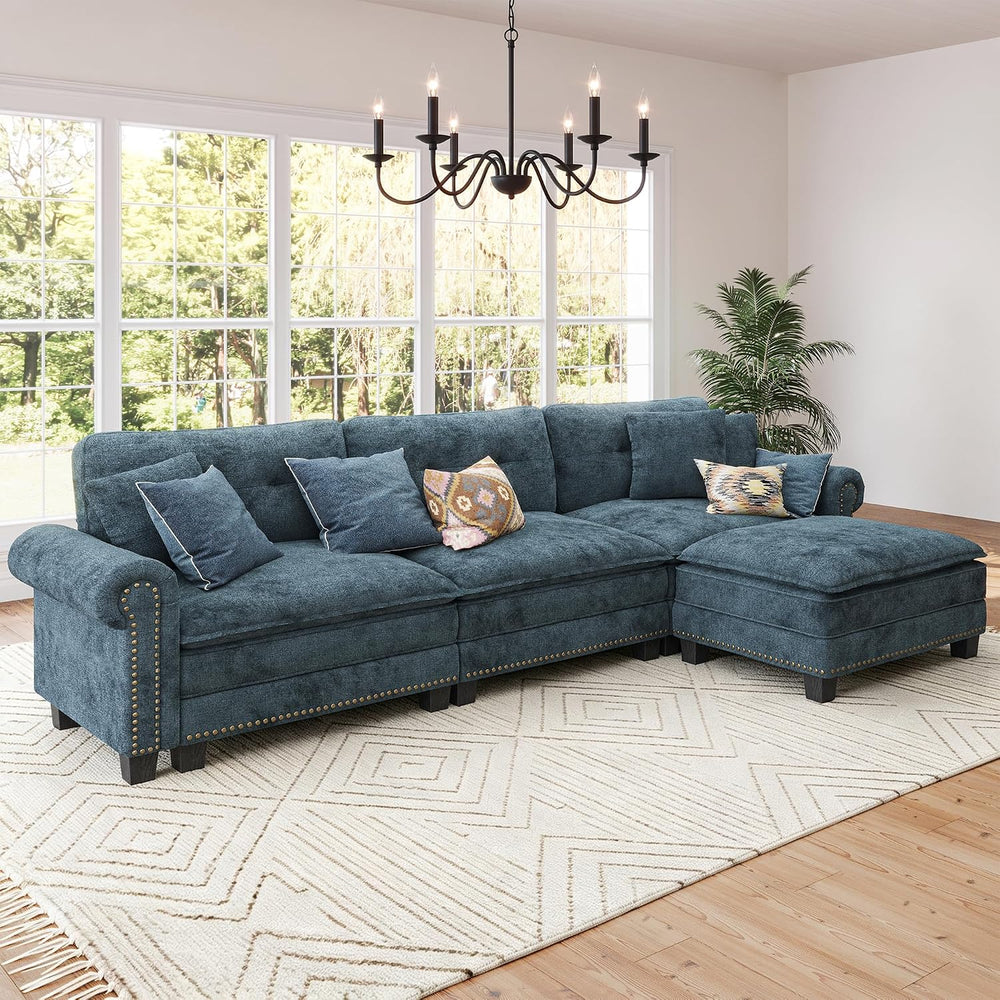 SUNSHINE VALLEY 116" Oversized Modular Sectional Couch L Shaped Living R...