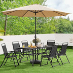 Yaheetech Outdoor Patio Chairs Set of 2, Folding Patio Chairs with Metal Frame, Armrests, Portable Dining Chairs for Camping, Lawn, Garden and Porch, Black