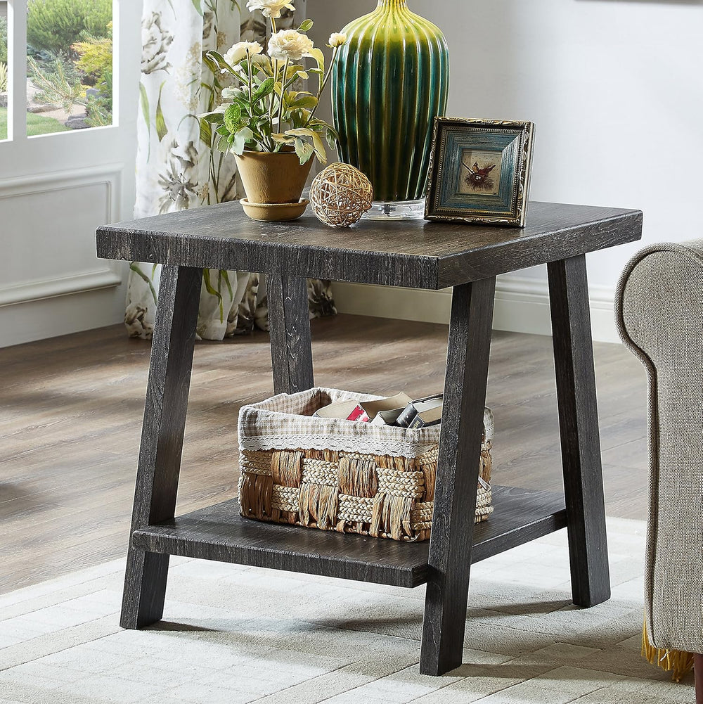 Roundhill Furniture Athens Contemporary Replicated Wood Shelf End Table in Ch...