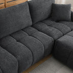Ball & Cast Modular Sectional Sofa W/Movable Ottoman and 2 Lumbar Pillows,4 Seater L Shaped Couch W/Deep Seat,DIY Combination,Boucle Fabric Upholstered Sofa for Living Room,Apartment,Black+ Gray,110"
