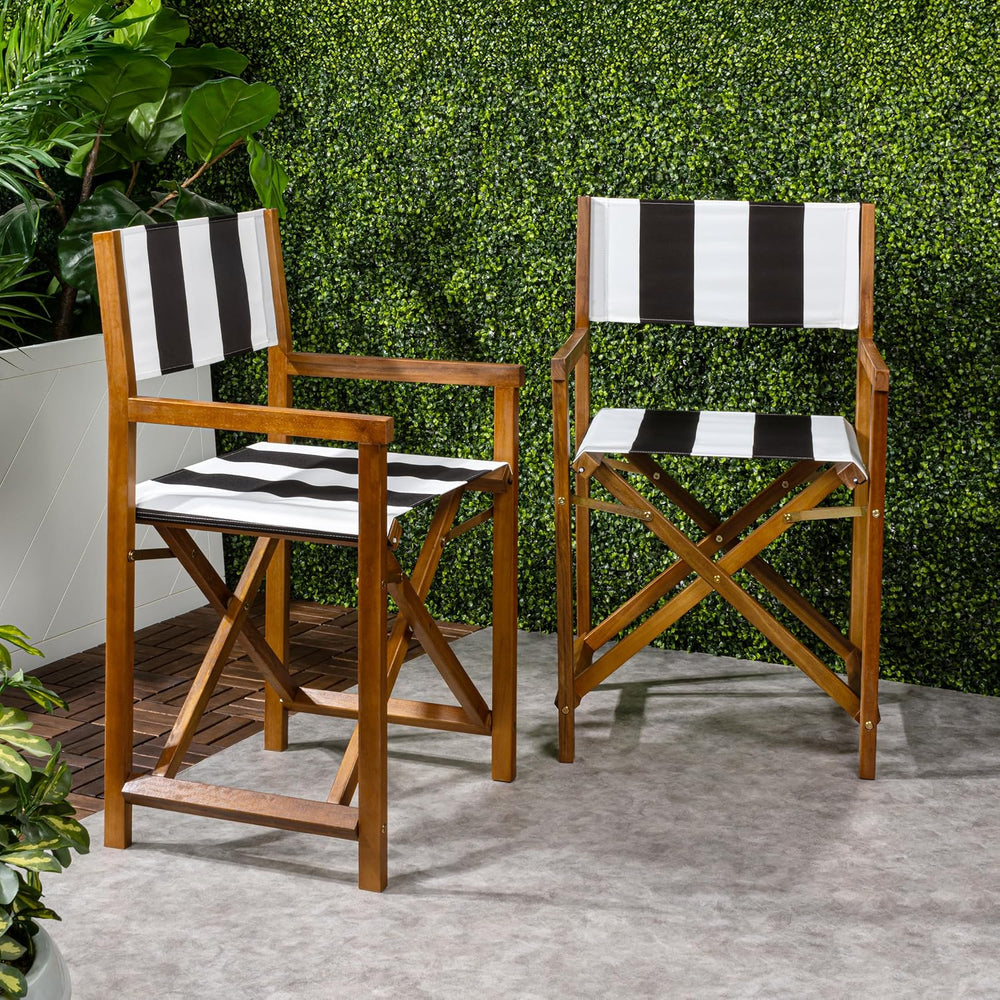 JONATHAN Y Cukor Acacia Wood Folding Director Chair Set of 2 White/Charcoal