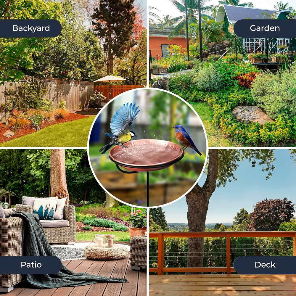 Monarch Abode Standing Bird Bath & Bird Feeder for Outdoors – Pure Copper...