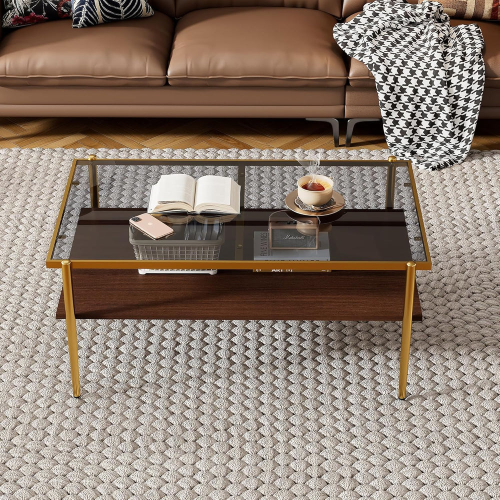 IANIYA Glass Coffee Table Modern Center Table,Small Coffee Table Sofa Side Te...